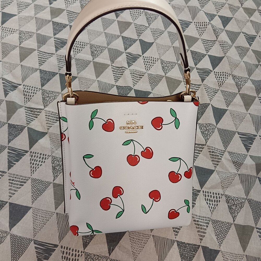 Coach  Heart Cherry Print Morgan Top Handle Saddle Bag